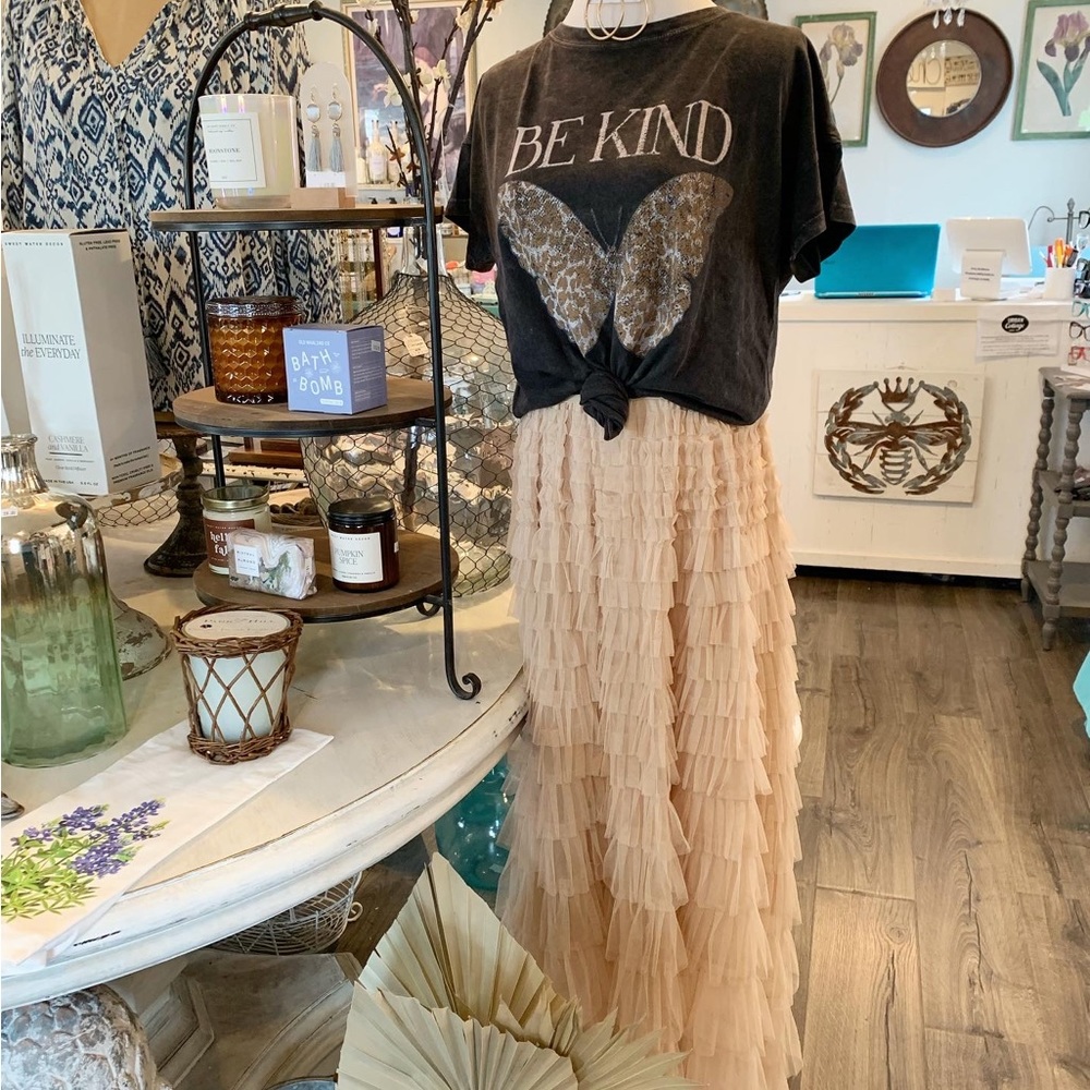 Tulle maxi skirt-cream